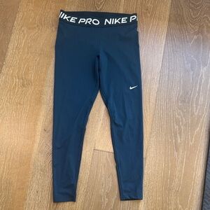 Nike Pro Dark Blue Leggings with White Logo size L NWT